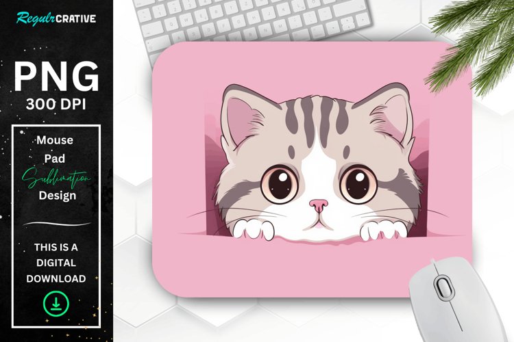 Kawaii Peeking Cat mouse Pad example image 1