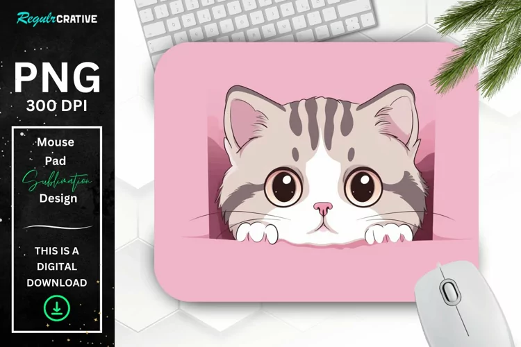 Kawaii Peeking Cat mouse Pad