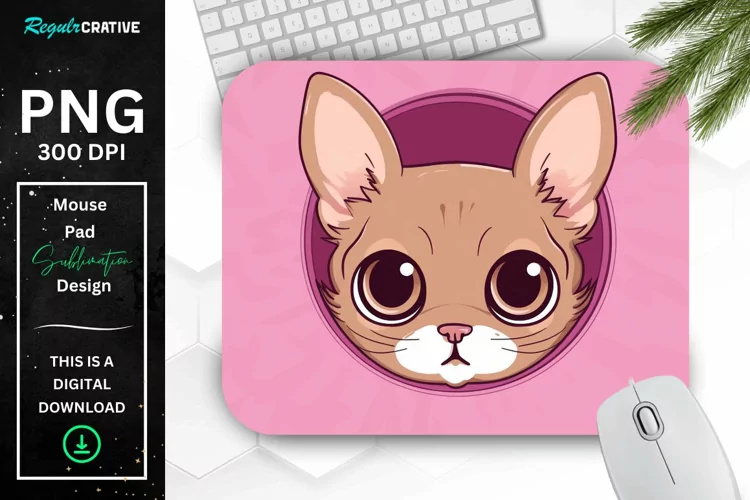 Kawaii Peeking Cat mouse Pad