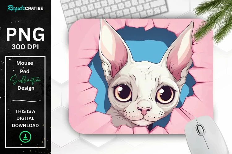 Kawaii Peeking Cat mouse Pad