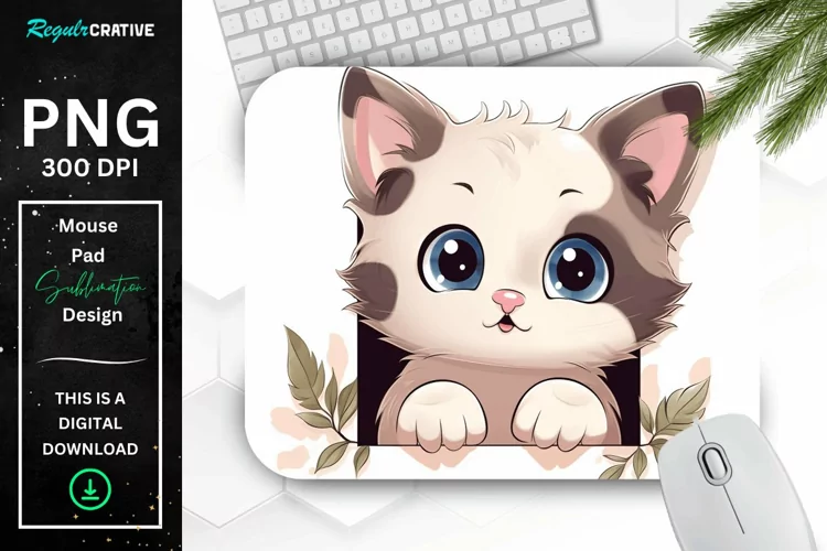 Kawaii Peeking Cat mouse Pad