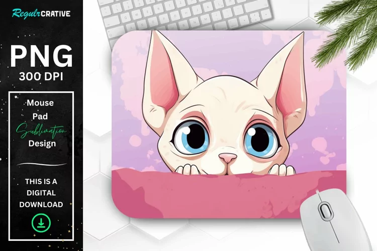 Kawaii Peeking Cat mouse Pad