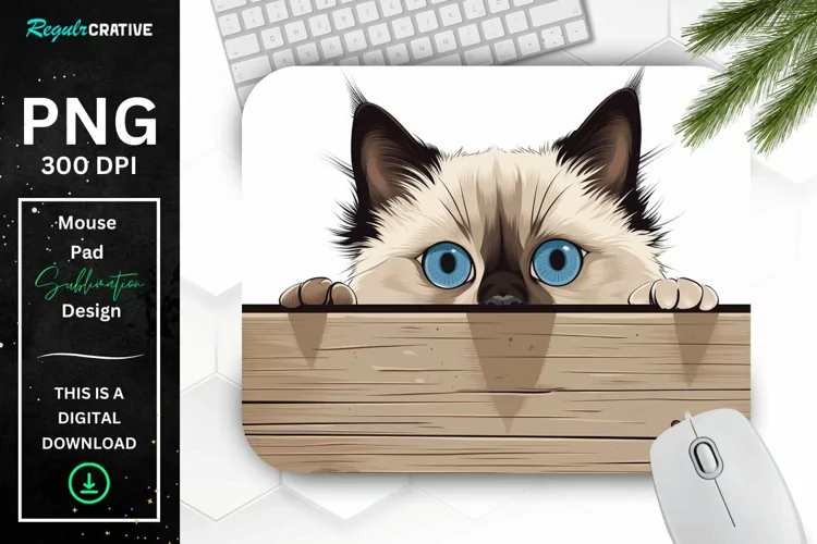 Kawaii Peeking Cat mouse Pad