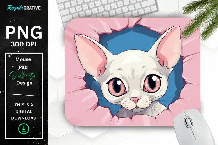 Kawaii Peeking Cat mouse Pad