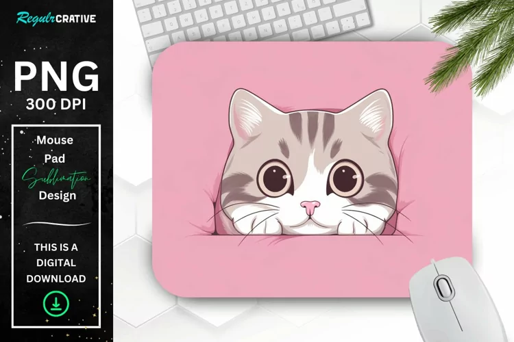 Kawaii Peeking Cat mouse Pad
