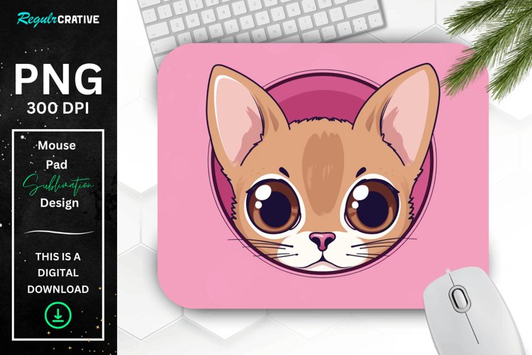 Kawaii Peeking Cat mouse Pad example image 1