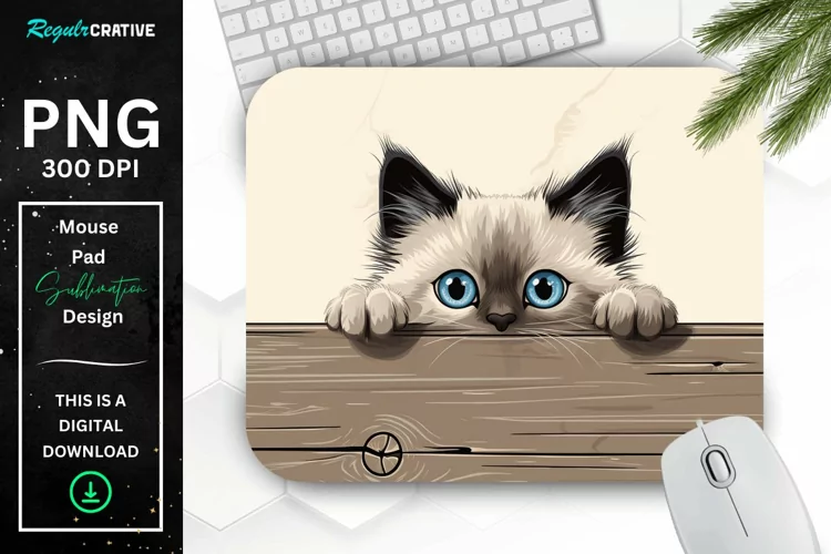 Kawaii Peeking Cat mouse Pad