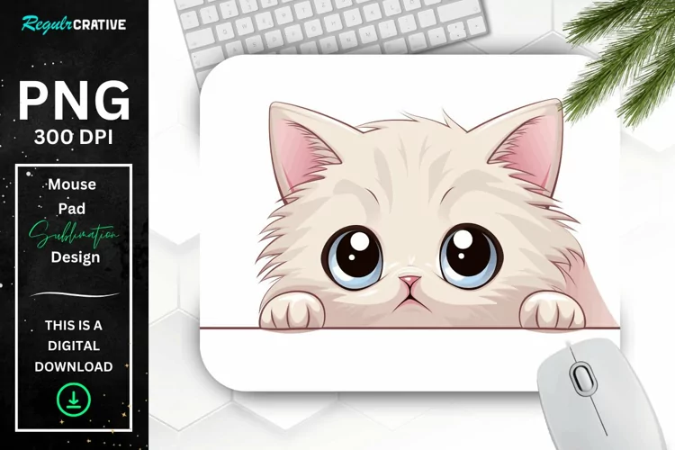 Kawaii Peeking Cat mouse Pad