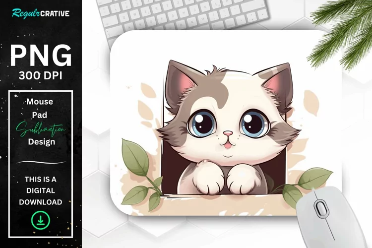Kawaii Peeking Cat mouse Pad