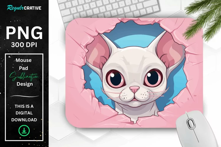 Kawaii Peeking Cat mouse Pad