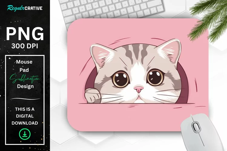 Kawaii Peeking Cat mouse Pad