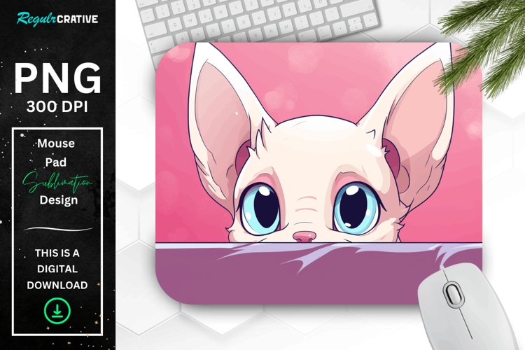 Kawaii Peeking Cat mouse Pad example image 1