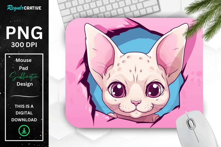Kawaii Peeking Cat mouse Pad example image 1