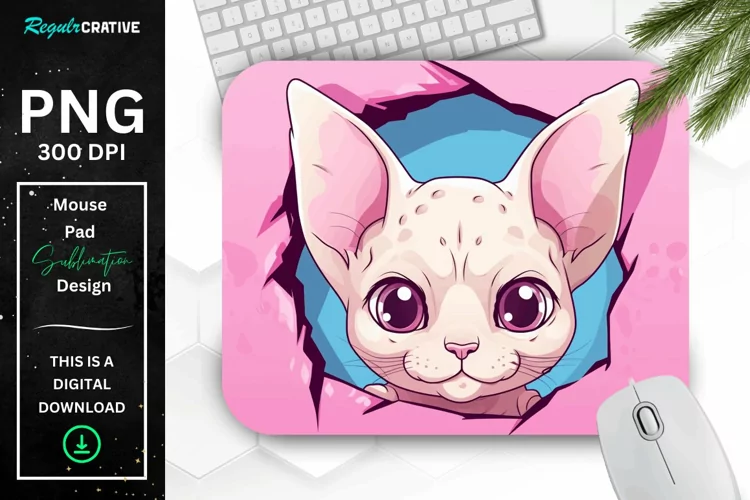 Kawaii Peeking Cat mouse Pad