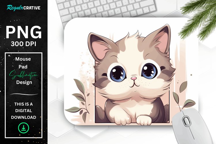 Kawaii Peeking Cat mouse Pad example image 1