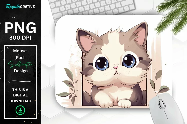 Kawaii Peeking Cat mouse Pad