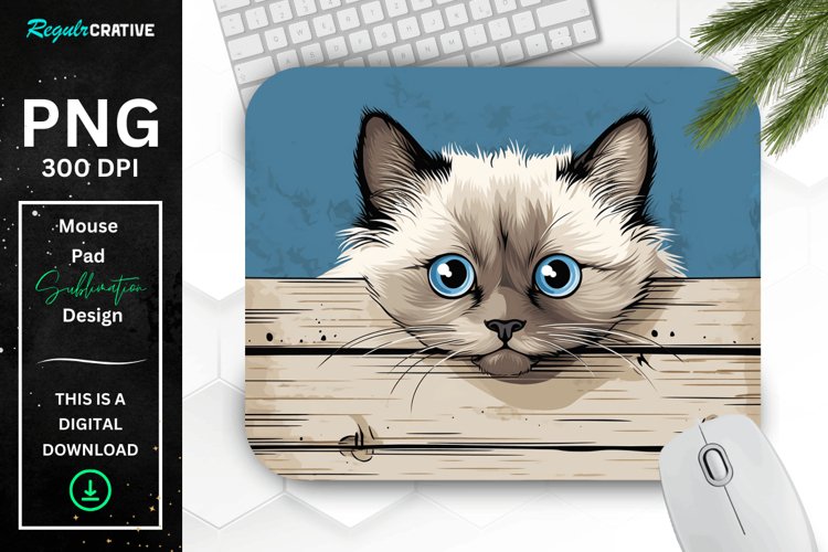 Kawaii Peeking Cat mouse Pad example image 1