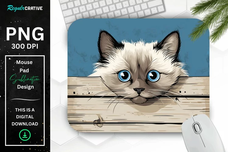 Kawaii Peeking Cat mouse Pad