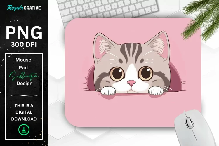 Kawaii Peeking Cat mouse Pad