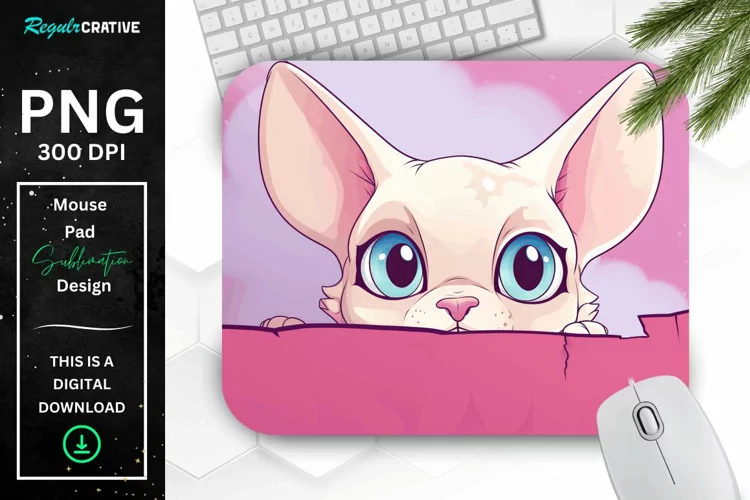 Kawaii Peeking Cat mouse Pad