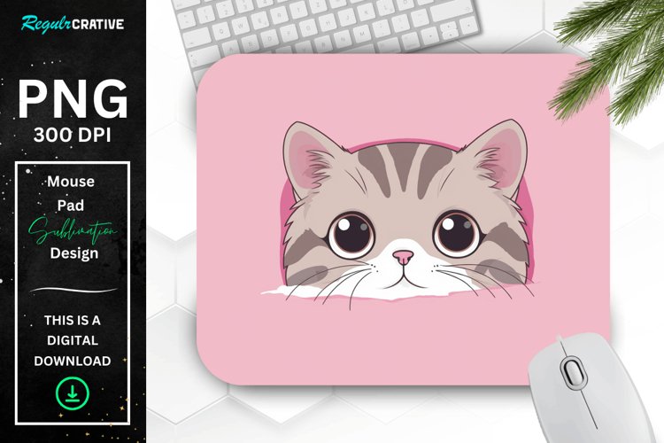 Kawaii Peeking Cat mouse Pad example image 1