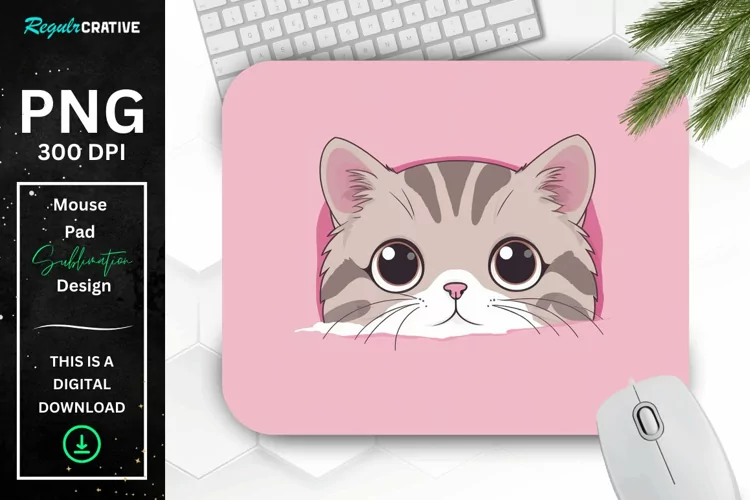 Kawaii Peeking Cat mouse Pad