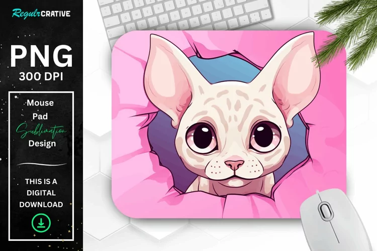 Kawaii Peeking Cat mouse Pad