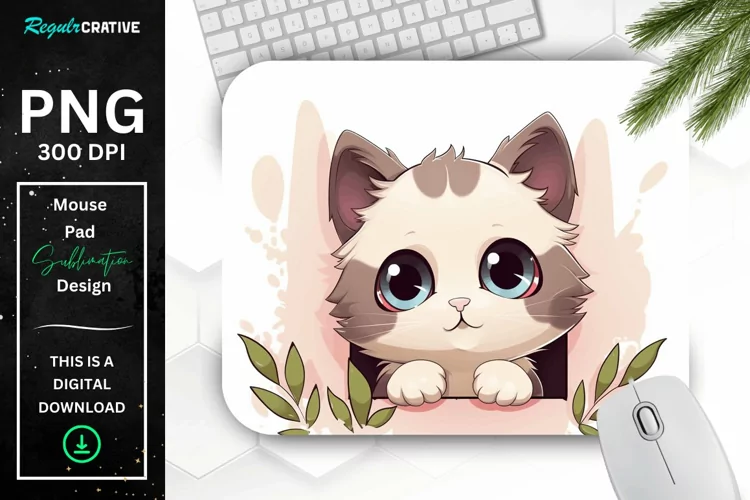 Kawaii Peeking Cat mouse Pad