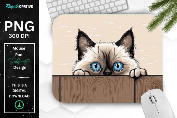 Kawaii Peeking Cat mouse Pad example image 1