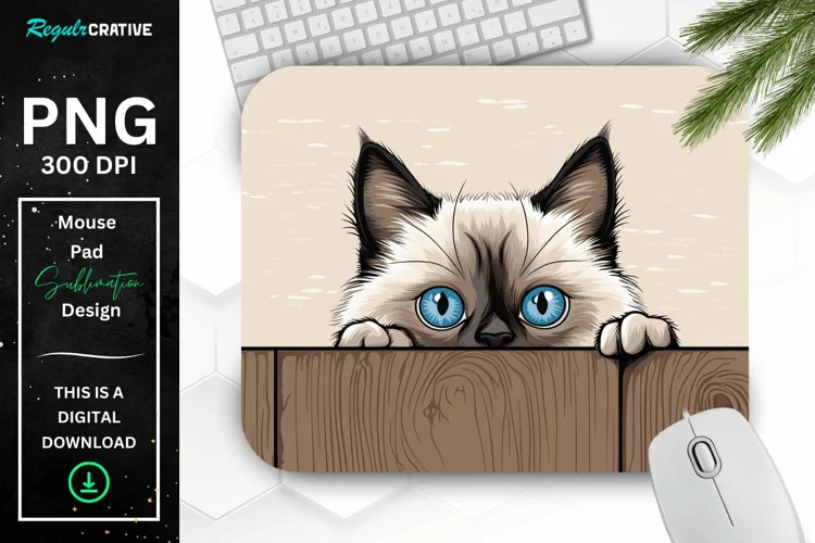 Kawaii Peeking Cat mouse Pad