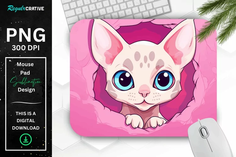 Kawaii Peeking Cat mouse Pad