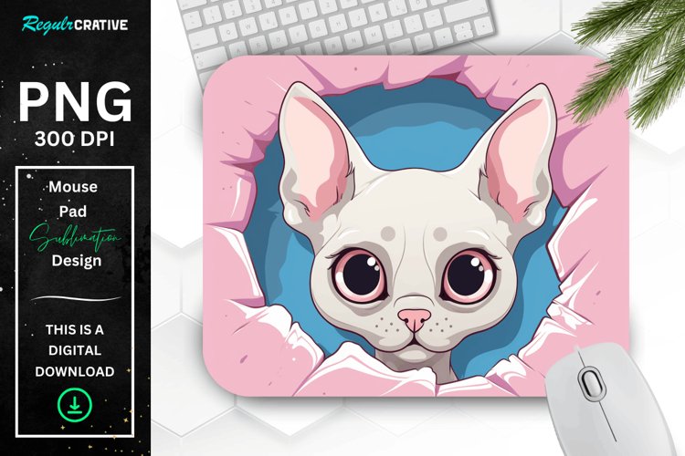 Kawaii Peeking Cat mouse Pad example image 1