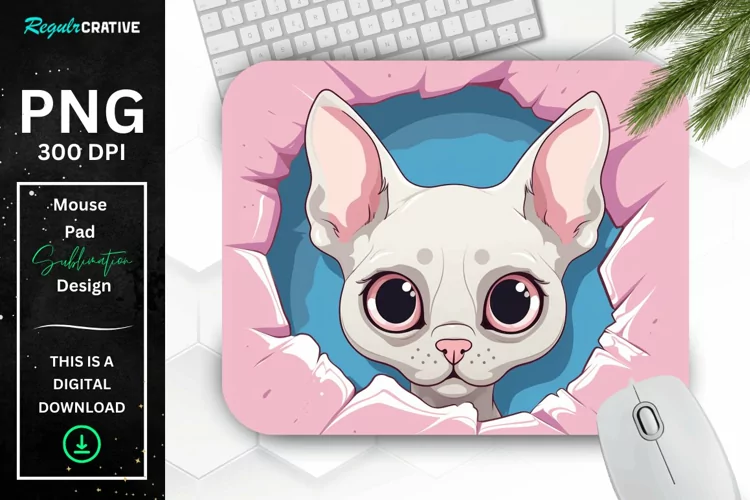 Kawaii Peeking Cat mouse Pad