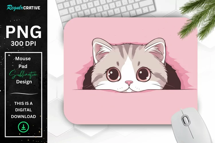 Kawaii Peeking Cat mouse Pad