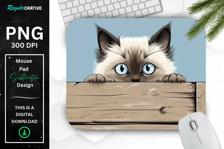 Kawaii Peeking Cat mouse Pad