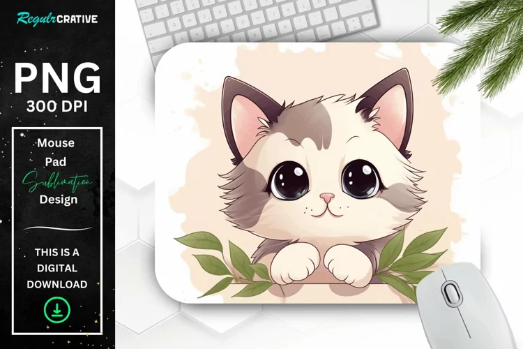 Kawaii Peeking Cat mouse Pad