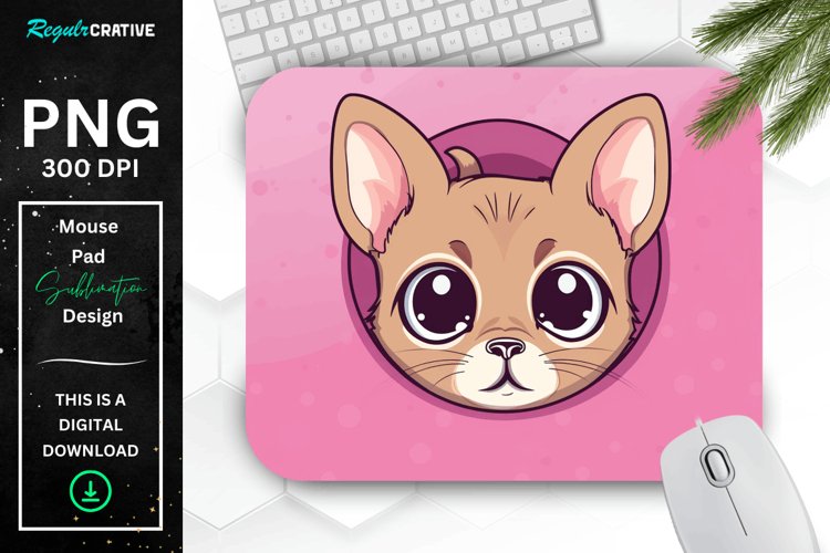 Kawaii Peeking Cat mouse Pad example image 1