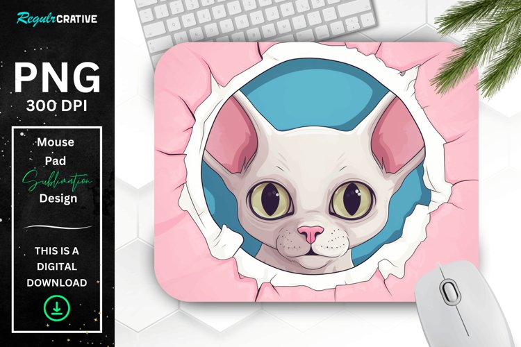 Kawaii Peeking Cat mouse Pad example image 1