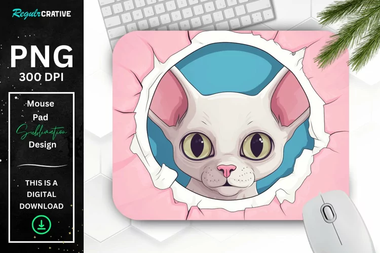 Kawaii Peeking Cat mouse Pad