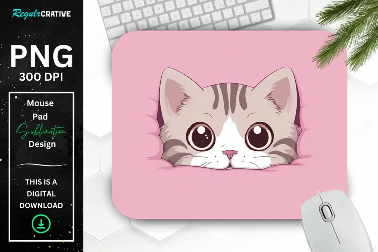 Kawaii Peeking Cat mouse Pad
