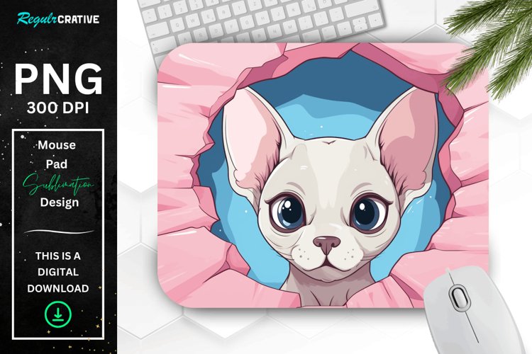 Kawaii Peeking Cat mouse Pad example image 1