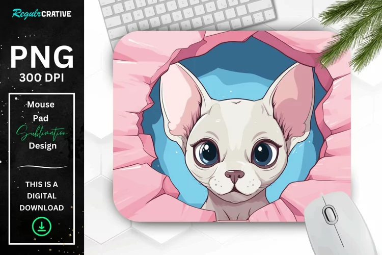 Kawaii Peeking Cat mouse Pad