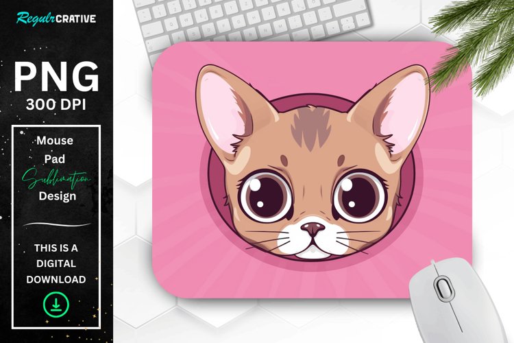 Kawaii Peeking Cat mouse Pad example image 1