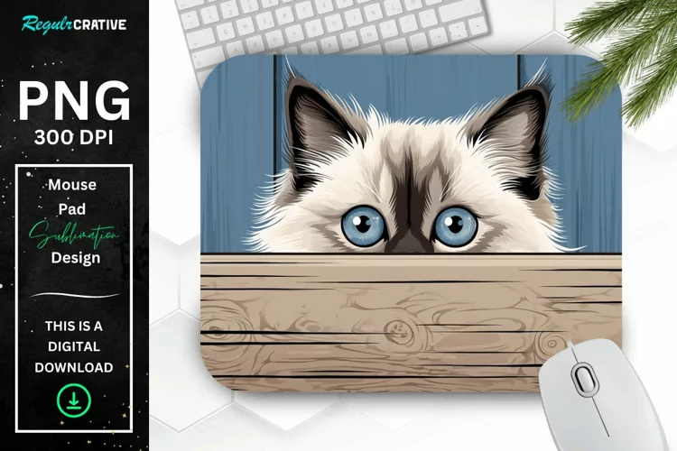 Kawaii Peeking Cat mouse Pad