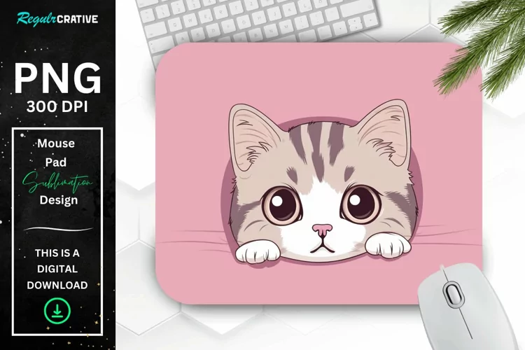 Kawaii Peeking Cat mouse Pad