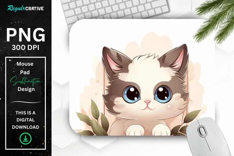 Kawaii Peeking Cat mouse Pad
