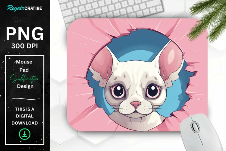 Kawaii Peeking Cat mouse Pad
