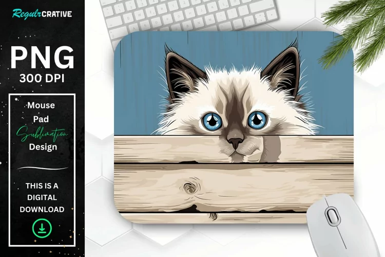 Kawaii Peeking Cat mouse Pad