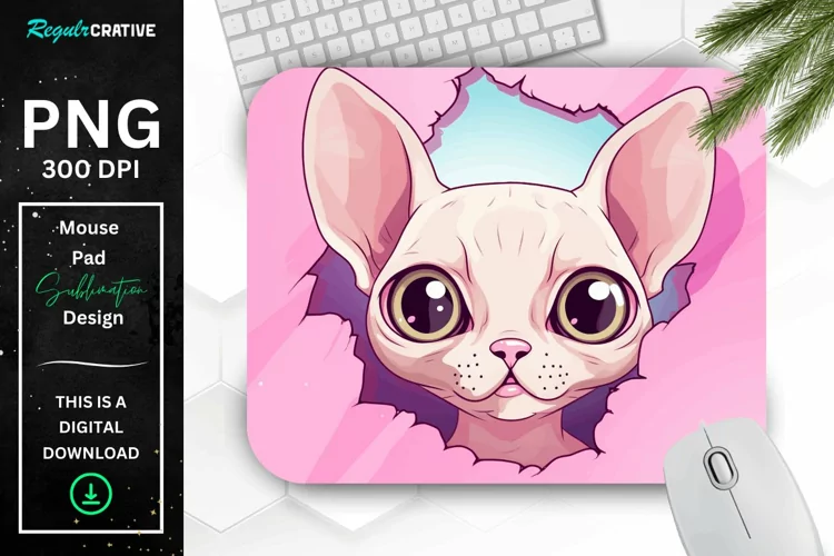 Kawaii Peeking Cat mouse Pad