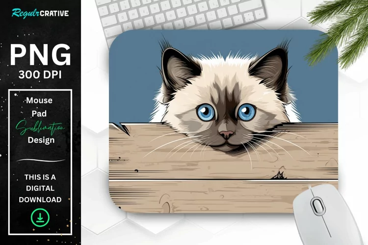 Kawaii Peeking Cat mouse Pad
